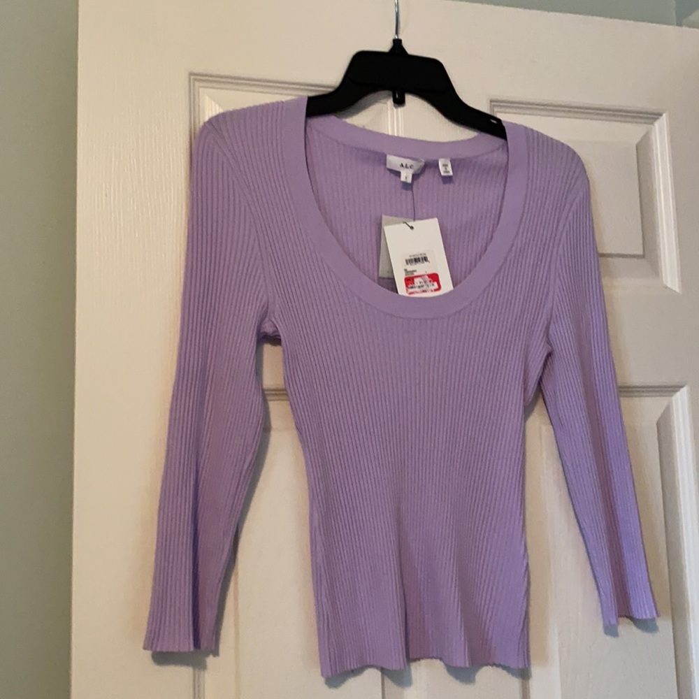 A.L.C. Lavender Ribbed Top - Picture 4 of 5